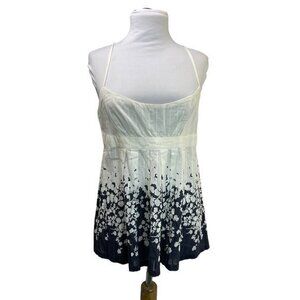 French Connection White Blue Floral Pleated Cotton Camisole 8 Medium $68 NWT ⭐️